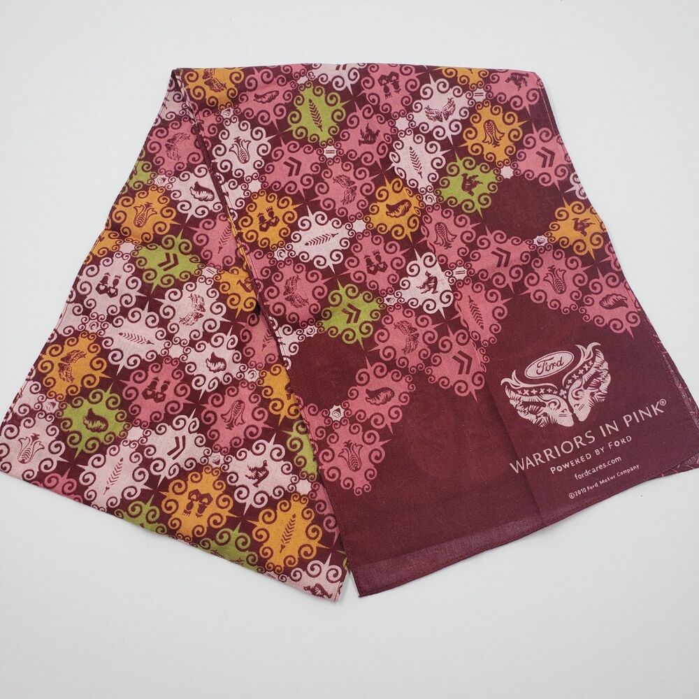 Ford Warriors in Pink Scarf 2010 Breast Cancer Awareness Wings Burgundy 53x9